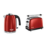 Russell Hobbs Bouilloire Familiale 1,7L, Ebullition Rapide, Filtre Anti-Calcaire Amovible Lavable - Rouge & Russell Hobbs Toaster, Grille Pain Extra ...
