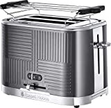 Russell Hobbs Toaster Grille-Pain, 4 Fonctions, Brunissage Uniforme, Température Ajustable, Réchauffe Viennoiseries, Pince - 25250-56 Geo Steel