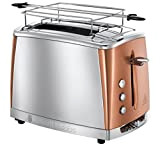 Russell Hobbs Toaster Grille-Pain, Cuisson Rapide, Contrôle Brunissage, Chauffe Viennoiserie - Cuivre 24290-56 Luna