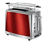 Russell Hobbs Toaster Grille-Pain, Cuisson Rapide, Contrôle Brunissage, Chauffe Viennoiserie - Rouge 23220-56 Luna