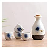 SaiFei Distributeur de poterie de saké de Style Japonais Pot de vin d'alcool Ensemble de Tasses à vin Blanc