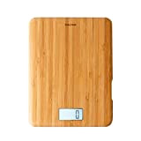 Salter 1094 WDDR Eco Balance de Cuisine Digitale en Bambou, Rechargeable de USB, Affichage LCD Retroéclairé, Pèse Aliment et Liquide ...