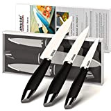 SAMURAI couteau ceramique 3 pcs,10 / 12 / 15 cm , blanc , couteau cuisine , Ensemble de couteaux en ...