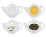SCSpecial 4 pièces en Forme de théière Support pour Sachet de thé Teabag Dessous de Verre Plat assaisonnement pour Sauce ...