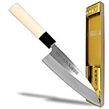 Seki Japan TSUBAZO Japanese Sushi Chef Knife, Stainless Steel Sashimi Deba Knife, Shiraki Handle, 150 mm (5.9 in)