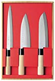 SekiRyu Set de 3 Couteaux Japonais SR801 - Sashimi, Santoku et Deba - Lame en Acier Inoxydable