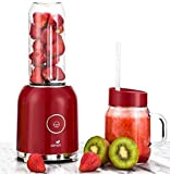 Senya blender smoothie avec 2 bouteilles portables rouge Juicy Delight 250W, 6 lames en inox, SYCP-M025, sans BPA