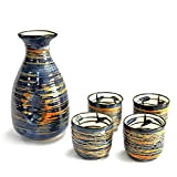 Service à saké Ensemble de coupe à saké traditionnel peint à la main Motif porcelaine poterie en céramique Tasses Crafts ...