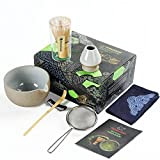 Service à thé japonais TEANAGOO (7 pièces), ensemble de fouet à matcha, bol à matcha avec bec verseur, fouet à ...