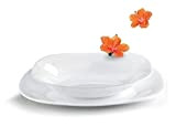 Service de table 18 pièces en verre opalin blanc, forme carrée de Bormioli Rocco Parme - 6 assiettes plates, 6 assiettes ...