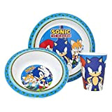 Set de vaisselle et verre Sonic, Hérisson supersonique, sans BPA, assiette plate, bol, verre, utilisable au micro-ondes, ensemble repas pour ...