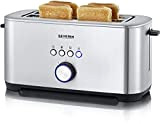 SEVERIN Grille-pain AT 2512 à fente longue avec fonction bagel pour toasts unilatéraux et économe en énergie, 1400 W, 4 ...