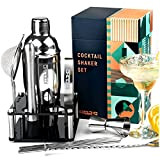 Shaker Cocktail Kit avec Support, Kit Cocktail Mojito Professionnel Complet, Idee Cadeau Original Noël Femme Homme Couple Cremaillere, Set Shakers ...