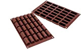 Silikomart 26.129.77.0065 SF129 Moule pour Chocolat et Glace Forme Bûche Taille Mini 30 Cavités Silicone Marron