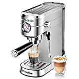 Sincreative Machine à Café Expresso et Cappuccino avec Manomètre 20 Bar, Machine à Expresso Manuelle pour Préparer des Boissons Café ...