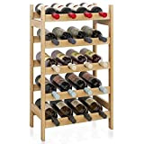 SMIBUY Casier à vin en Bambou, Support d'affichage de 20 Bouteilles, étagères de Rangement sur Pied à 5 Niveaux pour ...