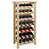 SMIBUY Étagère à vin en Bambou, Support d'affichage de 28 Bouteilles avec Plateau de Table, étagères de Rangement sur Pied ...