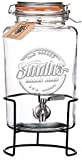 Smith's Mason Jars Distributeur avec Support de Boissons en Verre de 5 litres avec Robinet en Acier Inoxydable sans Verrouillage, ...