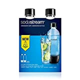 Sodastream Lot de 2 Bouteilles de Gazéification Classique Compatibles Lave-Vaisselle, Grand Modèle 1 L, Matière : Tritan, Sans BPA