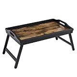 SONGMICS Table de lit avec Pieds en Bambou réglables, Support pour Ordinateur Portable, Plateau Snack Petit-déjeuner, Marron Rustique LLD106B01