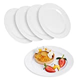 STACKABLES Lot de 20 assiettes en plastique rigide de 19,1 cm élégantes pour servir des assiettes à dessert réutilisables, multi-usages, ...