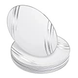 STACKABLES ~ Lot de 20 assiettes en plastique rigide de 19,1 cm ~ Assiettes blanches légères flexibles réutilisables avec motif ...