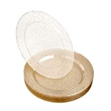 STACKABLES Lot de 20 assiettes rondes en plastique dur - Multi-usage - Pour mariages et fêtes - Assiettes rondes dorées ...
