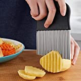 Stainless Steel French Fries Cutter, Potato Carrot Vegetable Crinkle Wavy Chopper Cutter