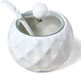 Sucrier en céramique, Chase Chic Sucrier en Porcelaine Moderne avec Couvercle Transparent et Cuillère en Verre 8,8 oz/250 ml en ...