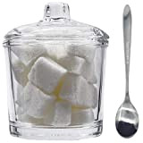 Sucrier en verre, Chase Chic Sucrier transparent avec couvercle et cuillère Distributeur d'assaisonnement 7.1 oz/210 ml Boîte à sucre pour ...