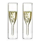 Sziqiqi Verres à Flûte à Champagne en Cristal à Double Paroi, Classics Tulip Goblet, Tasses en Verre Transparent, Verres Soufflés ...