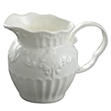 TAMUME Pot à Lait en Porcelaine avec Motif en Relief, Crémier en Céramique avec Poignée Incurvée, Style Cottage avec Motif ...