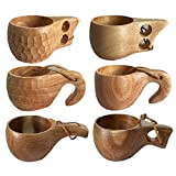 TANFEI Lot de 6 tasses Kuksa en bois faites à la main pour le camping, le café, le thé et ...