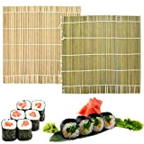 Tapis à Sushi en Bambou Naturel, 2 Pcs Rouleau de Bamboo Mat Sushi Natte Sushi Plateau à Sushi Lavable Fabrication ...