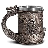 Tasse à café de bière de navire viking nordique médiéval en acier inoxydable, tasse de boisson de guerrier viking de ...