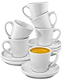 Tasse a Cafe Expresso en Ceramique - Lot de 6 Tasses avec Soucoupes - Lavable au Lave-vaisselle - 70ml