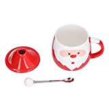 Tasse à café Père Noël 450 ml avec cuillère à lèvre – Tasse de Noël en céramique grande capacité avec ...