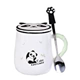 Tasse à café/thé au lait/thé en céramique ,jolie tasse panda,avec couvercle en forme de panda et cuillère,tasse de chat,Comme cadeau ...