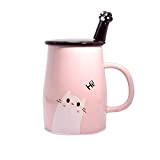 Tasse de chat mignon Tasse à café en céramique avec Minou Cuillère en acier inoxydable, Salut ~ Nouveauté mug Cadeau ...