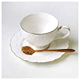 Tasse en céramique Luxe européenne Céramique Tasse à café et soucoupe exquis gaufrée English Afternoon Tea Cup Accueil Tasse à ...