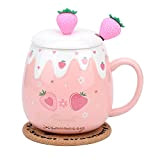 Tasse rose, jolie tasse à café en céramique, tasse à café kawaii pour thé et lait, style coréen, 450 ml ...