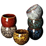 Tasses à thé en céramique japonaises, ensemble de 6 tasses de conception traditionnelle japonaise, tasses à thé traditionnelles en poterie ...