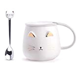 Tasses de Chat en Céramique, Mug avec chat, Motif chat ,Tasse à café en céramique mignonne avec Lovely Kitty couvercle, ...