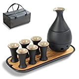 TEANAGOO Ensemble de saké Japonais Traditionnel, Carafe à saké (170 ML) avec 6 Tasses à saké (25 ML) pour Liqueur ...