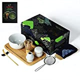 Teanagoo Japanes Tea sertie de plateau de bambou, ensemble de whisk de matcha, bol de matcha avec bec de coulée, ...