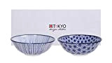 teeblume Tokyo Design Studio Nippon Blue Lot de 2 bols en porcelaine asiatique Bleu/blanc Ø 21 cm env. 1000 ml