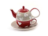 teemando® Tea for one Corazon Service à thé en céramique 4 pièces Théière 0,4 l Tasse 0,2 l