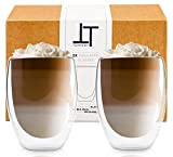 Tempery ✮ Mug Verre Transparent Café/Thé/Cappuccino - 350ml – Set/Coffret de 2 Tasses Double Paroi – Tasse Latte Macchiato Originale ...
