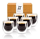 Tempery ✮ Tasse à café/Expresso/Espresso en Verre - 80ml - Set/Coffret de 6 Tasses à café Double paroi – Tasse ...