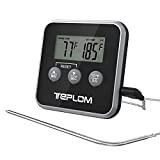 Teplom Thermomètre de Cuisson,Thermomètres de Cuisine Thermomètre Numérique Digital avec Sonde Longue et LCD Ecran pour Nouriture, Viande, Huile, Lait, ...